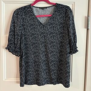 Women's Navy Blue Patterned Blouse